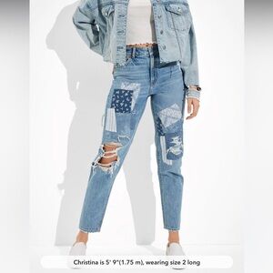 American Eagle Outfitters Patched Mom Straight Jean
